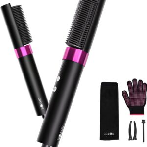 Plasma Hair Straightener Brush,Ceramic Straightening Brush for Women,Heated Hair Straightener Comb with Dual Voltage,Anti-Scald,20s Fast Heating,Black