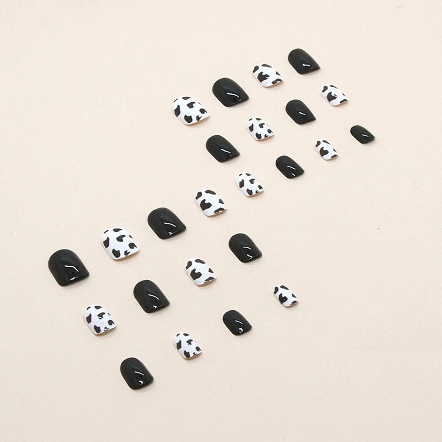 Stick on Nails Square Short Length, 24Pcs Full Cover Reusable False Nails Kits, Artificial Fingernails Acrylic Fake Nails for Women, Press on Nails With Charms, Glue on Nails Coffin Shape(R692) - Image 5