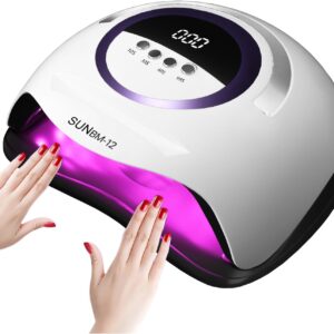 UV LED Nail Lamp with 72 Beads, 300W Nail Curing Lamps for Gel Polish with Automatic Sensor/4 Timer Setting,Led Nail Dryer, Professional Nail Art Drying Tools for Fingernail and Toenail.BM-12 PRO