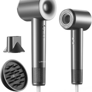 Hair Dryer: 150000 RPM Portable Professional High Speed Ionic Blow Dryer for Fast Drying, 500 Million Negative Ions Care & Heat Control & Low Noise with Magnetic Diffuser & Nozzle, 5 Temps & 3 Speeds