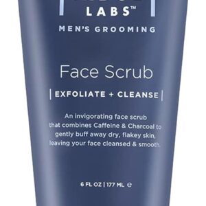 Men's Grooming Caffeine & Charcoal Daily Face Scrub - Exfoliate Moisturize & Cleanse | Eliminate Oils & Impurities | Gentle for Sensitive Skin | Paraben & Cruelty Free | USA Made (6 oz)