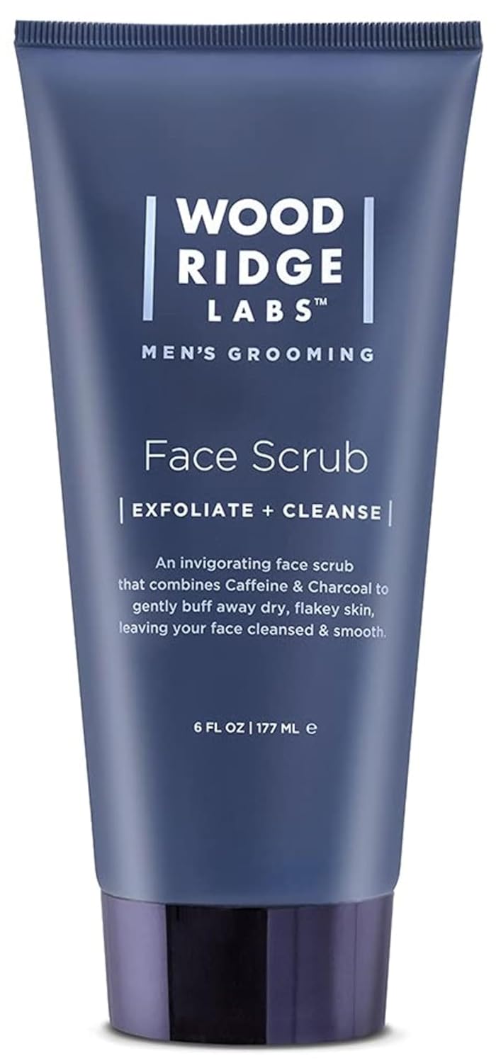 Men's Grooming Caffeine & Charcoal Daily Face Scrub - Exfoliate Moisturize & Cleanse | Eliminate Oils & Impurities | Gentle for Sensitive Skin | Paraben & Cruelty Free | USA Made (6 oz)