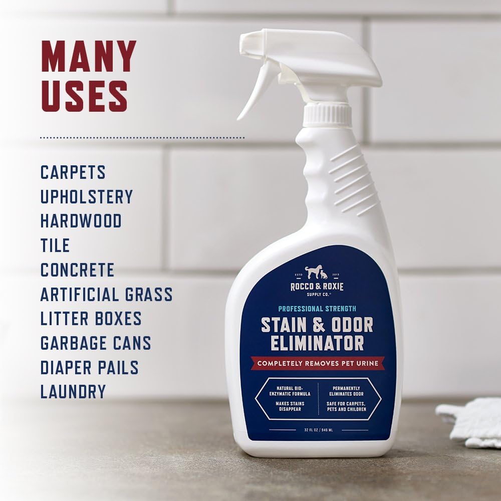 Rocco & Roxie Stain & Odor Eliminator for Strong Odor, 32oz Enzyme Pet Odor Eliminator for Home, Carpet Stain Remover for Cats & Dog Pee, Enzymatic Cat Urine Destroyer, Carpet Cleaner Spray - Image 5