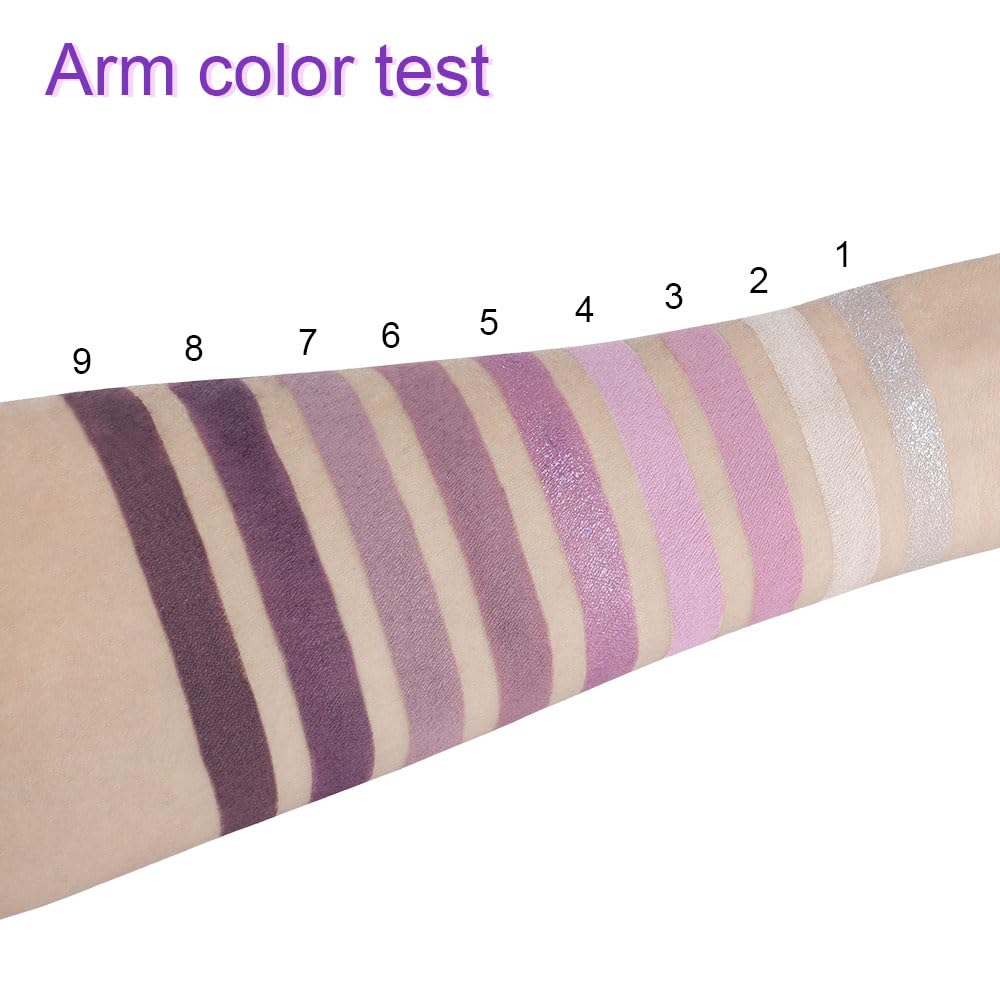 9 Color Matte Shimmer Eyeshadow Palette Purple Silver White Tan Grape High Pigment Brown - Image 3