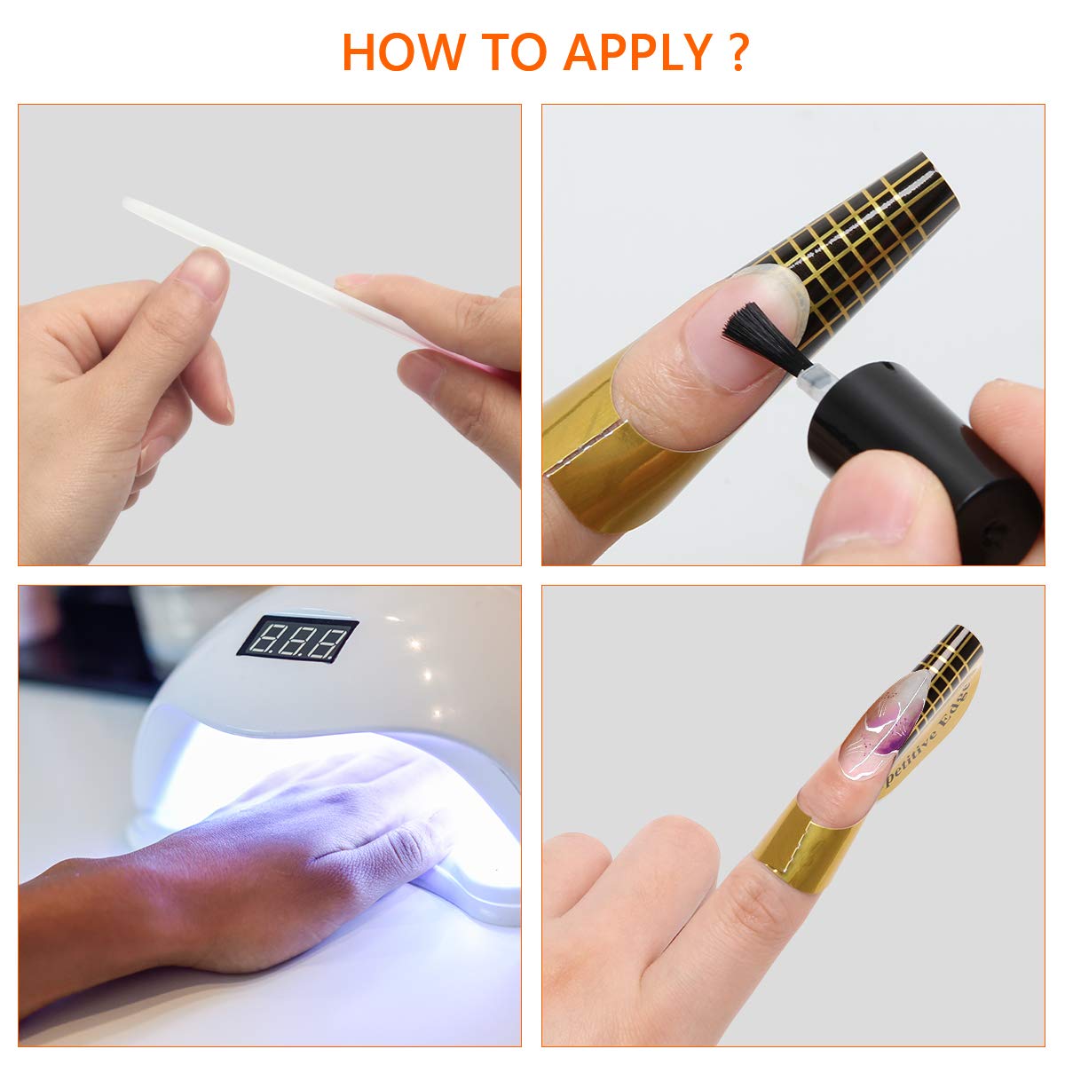 500PCS Nail Forms for Builder, AHIER Gold Horseshoe Nail Extension Forms for Acrylic Nails/UV Gel with Guide Stickers - Image 5