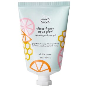 Peach Slices | Citrus-Honey Aqua Glow | Hydrating Moisture Gel | Face Moisturizer | For Sensitive, Dry, Oily, Dull, & Acne Prone Skin | Honey Extract | For All Skin Types | Korean Skin Care | 3.04 oz