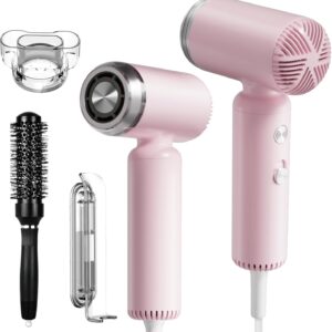 Hair Dryer, [Super Mini] Ionic High-Speed Blow Dryer 110V Travel 200 Million Negative Ions, 110,000RPM Brushless Motor for Home Salon Fast Drying Portable Lightweight, Pink