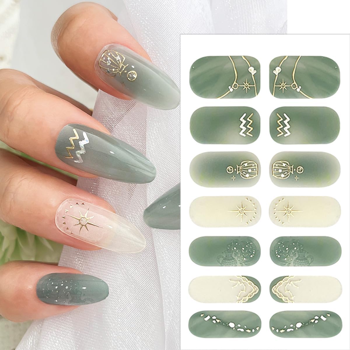 6 Sheets Zodiac Nail Stickers 3D Self-Adhesive English Letters Nail Art Stickers for Nail Art Pink Gold Silver Design Zodiac Nail Decals Pegatinas Uñas Letter Sticker for Women Girls Acrylic Nails - Image 5