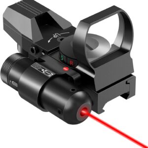 CVLIFE 1X22X33 Reflex Sight Red Dot Sight Red Green 4 Reticle Optics with Laser and Pressure Pad Switch for 20mm Rail