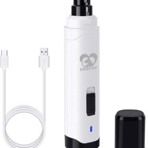 Casfuy Dog Nail Grinder Upgraded - Professional 2-Speed Electric Rechargeable Pet Nail Trimmer Painless Paws Grooming & Smoothing for Small Medium Large Dogs & Cats (White)
