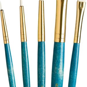 Princeton Real Value, Series 9100, Paint Brush Sets for Acrylic, Oil & Watercolor Painting, Syn White Taklon (Rnd 3/0, 2, 4, Flat 2, 6)