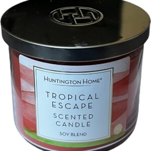 Huntington Home Soy Blend Scented Candle All Scented, 3 Wicks 45/60 Hours Tropical Escape