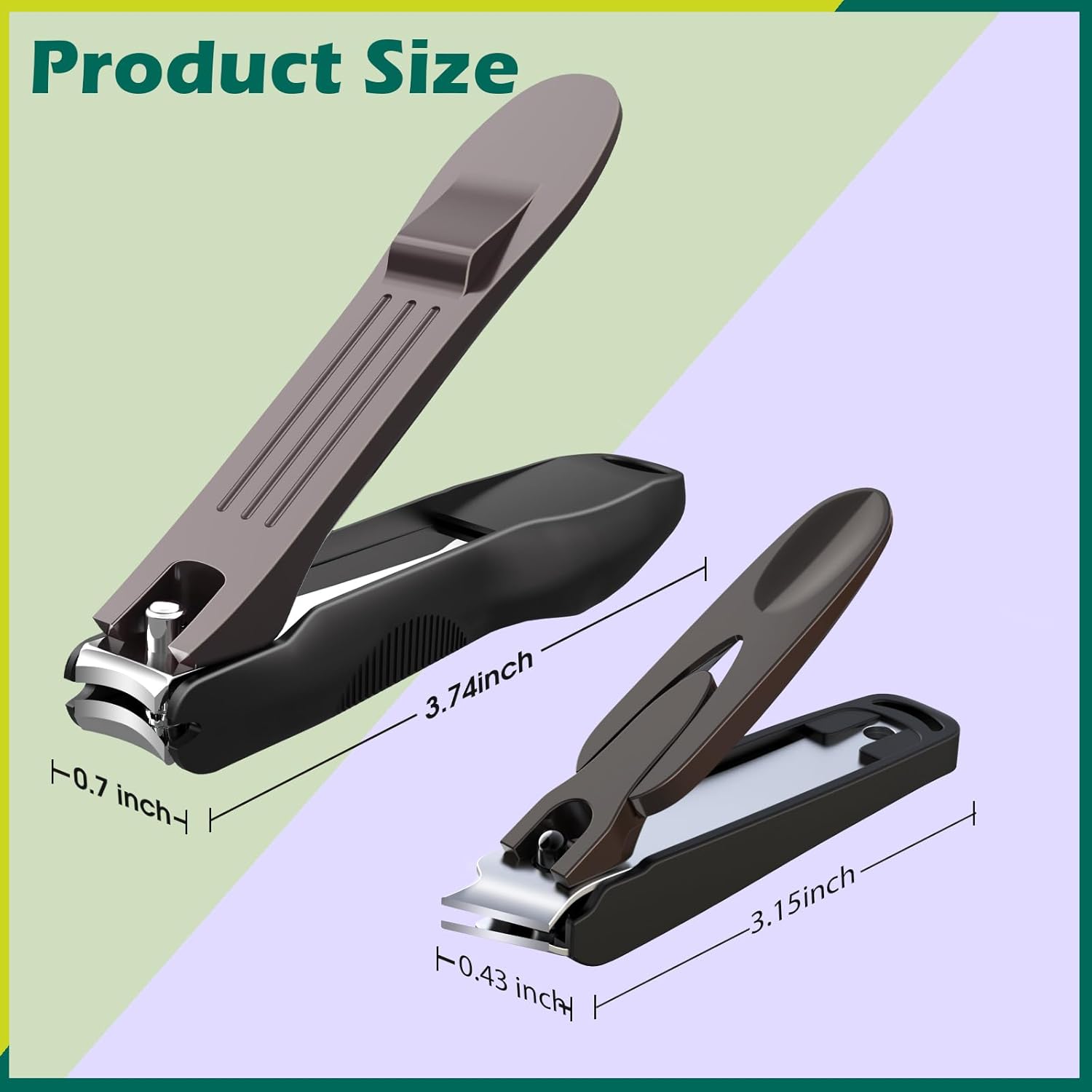 GLAMFIELDS Nail Clipper with Catcher, Large Fingernail Toenail Clipper,Slanted Edge Nail Clippers Leather Case Packed Good Gift for Men and Women 2PACK Large/Small - Image 2