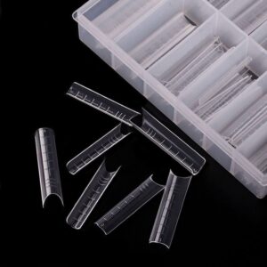 120PCS Nail Form C Curve U Shape Nail Gel Nail tips Acrylic Nail Forms Clear Fake Nails12 Sizes with Scale