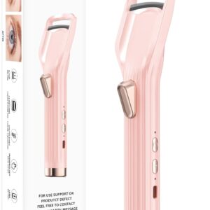 Heated Eyelash Curler Premium PRO - Fast Heat up in 8s - 24 Hours Long Lasting - Rechargeable Electric Eyelash Curler with Type-C, Innovative L Silicone, 2 Heat Modes, Anti-Burn Eyelid, Pink-CA