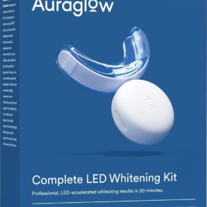 Auraglow Teeth Whitening Kit, LED Accelerator Light, 35% Carbamide Peroxide Teeth Whitening Gel, 20+ Whitening Treatments, Whitens up to 10 Shades in 7 Days
