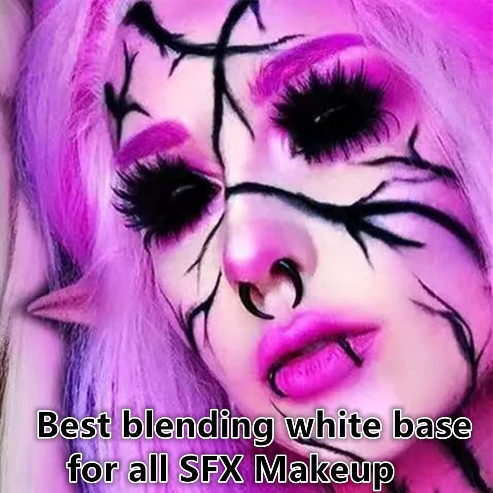 Go Ho White Face Paint,Easily Washable Formula Face Paint Stick,Non-toxic Full-coverage Cream to Powder White Face Body Paint for Halloween Cosplay Zombie Skeleton Clown Goth Makeup - Image 8
