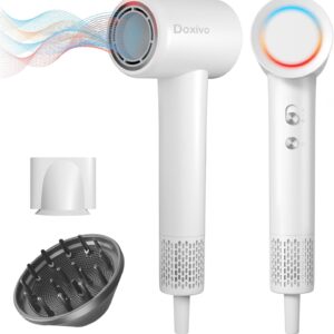 Professional Hair Dryer - 130000 RPM High Speed Brushless Motor Negative Ionic Blow Dryer for Fast Drying, Low Noise Thermo-Control Hairdryer with Magnetic Diffuser & Nozzle for Women for Home Travel