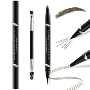 LAVONE Eyebrow Pen,2-IN-1 Dual-ended Waterproof Eyebrow Pencil,with 4 Tip Microblading Eyebrow Pen and Ultra-Precise Brow Pencil,Dual-ended Eyebrow Brush,Eyebrows Makeup for Natural Looking-Ash Brown