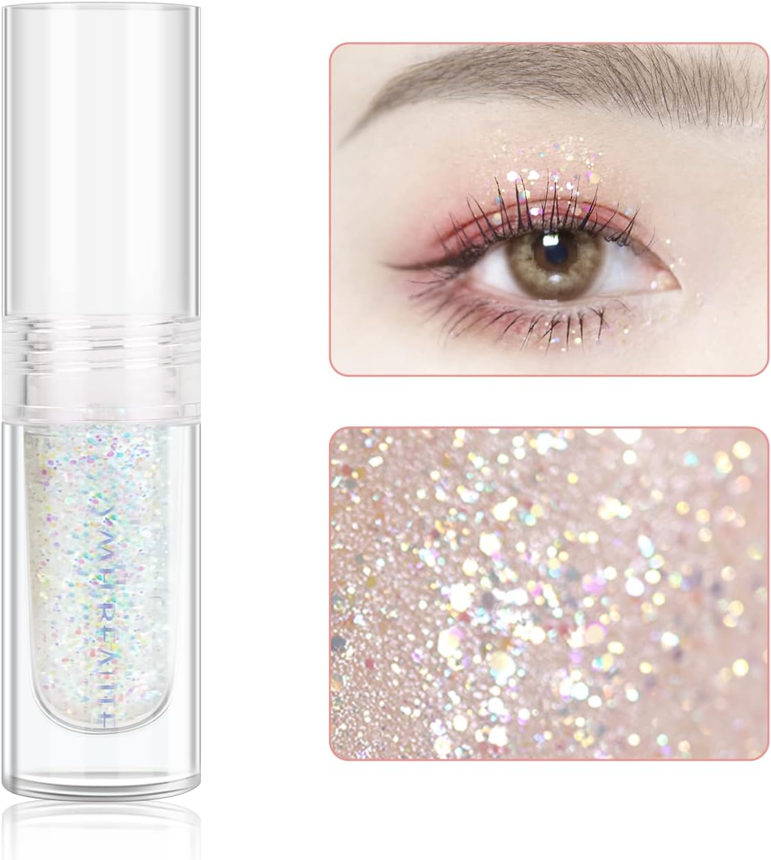 Liquid Glitter Eyeshadow, Pigmented, Long Lasting, Quick Drying, Easy to Apply, Loose Glitter Glue for Eye Crystals Makeup (Transparent Flashing Colorful Sequins 01) - Image 2