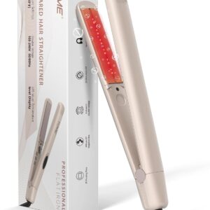 Flat Iron Hair Straightener 1 Inch Infrared Negative Ionic Hair Straightening with Dual Voltage, Ceramic Tourmaline Flat Iron with Adjustable Temp, LED Display, Fast Heating Ideal for All Types