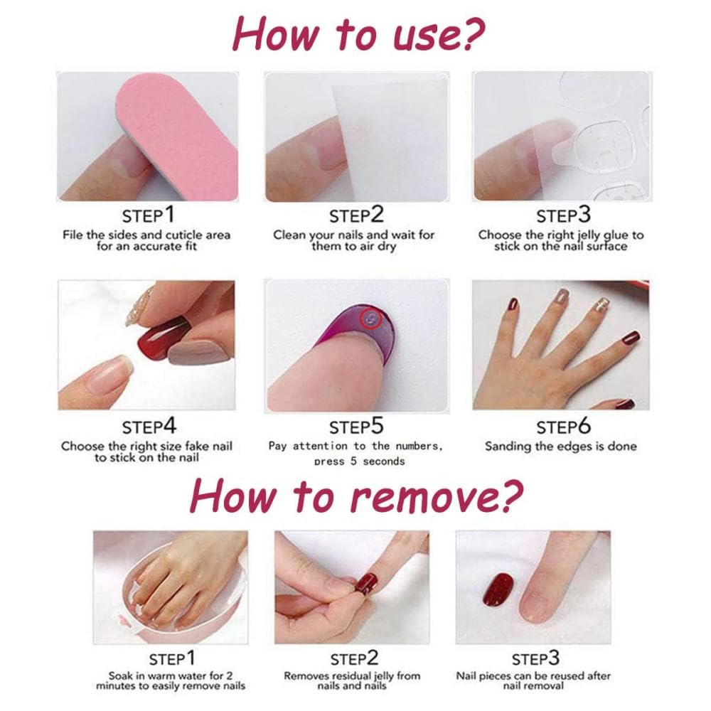 48Pcs Gradient Orange Pink French Tips Press on Toenails Water Ripple Press on Nails Long Square False Nails with Ombre Designs White Flower Fake Toes Glossy Summer Nails for Women Girls DIY Manicure - Image 5