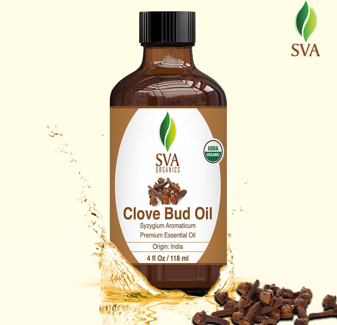 SVA Clove Essential Oil Organic – 4 Fl Oz – 100% Natural Organic Clove Oil - for Diffuser, Hair Care, Face, Skin Care, Aromatherapy, Scalp and Body Massage, Soap and Candle Making - with Dropper - Image 4