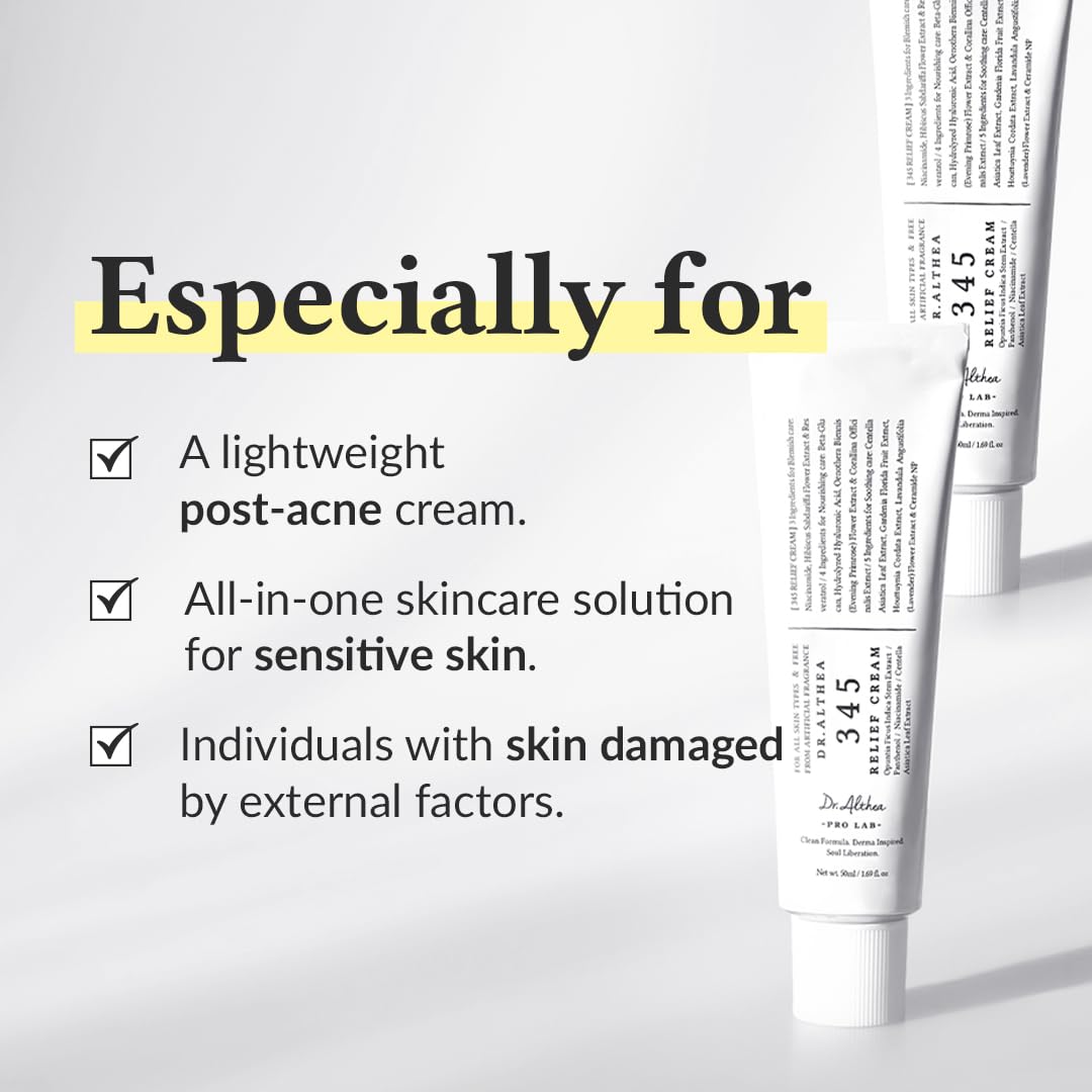 Dr.Althea 345 Relief Cream | Daily Face Moisturizer | Blemish Relief Care | Soothing Recovery & Moisture with Niacinamide, Panthenol | Korean Vegan Skin Care for All Skin Types | 1.7 Fl Oz (Pack of 1) - Image 5