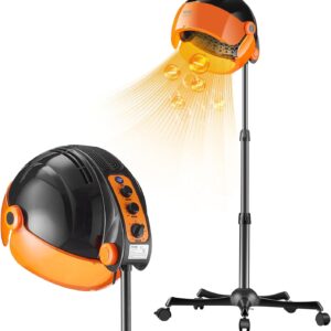 VEVOR Ionic Hooded Hair Dryer with Variable Speed & Temperature Adjustment, 1875W, Sit Under Hair Dryer with Timer for Beauty Salon Home Spa, Black Ionic W/ Timer