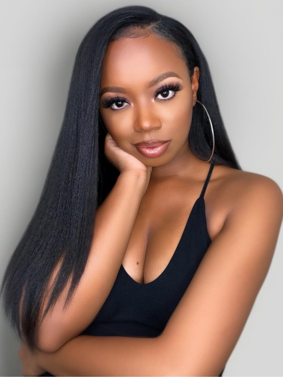 UNICE EasiContour V Part Wigs Human Hair Yaki Straight Glueless Wigs Human Hair Clip in Vpart Wig No Sew in No Glue Upgrade U Part Human Hair Wig Beginner Friendly 16 inches - Image 7