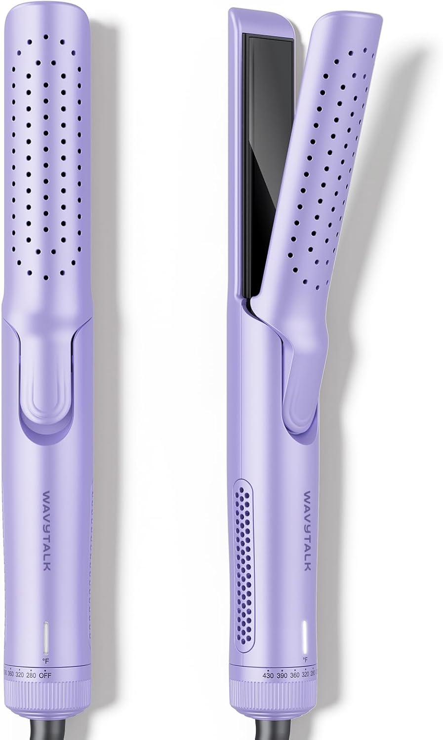 Wavytalk Airflow Styler Curling Iron, Cool Curl, 360° Cool Air Lock in Style for Lasting Curls, Reduces Damage, 2 in 1 Hair Straightener and Curler, 1 Inch, Anti-Scald for Short Long Hair, Purple