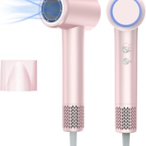 YEEGOR Hair Dryer,110000 RPM High-Speed Blow Dryer with Brushless Motor for Fast Drying, Professional Ionic Hair Dryer Hair Care for Travel|Home,Magnetic Nozzle for Women,Pink