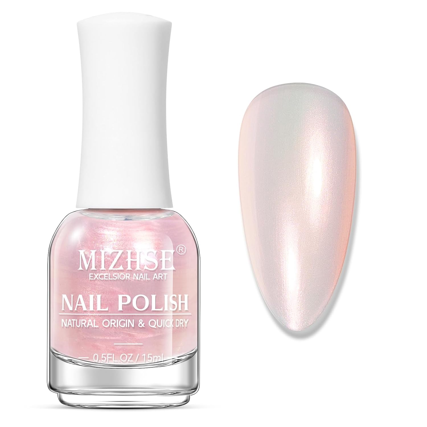 MIZHSE Nail Polish: 15Ml Mermaid Pearl Nail Polish Pink Aurora Effect Nail Polish, Fingernail and Toenail Polish Glossy Long Lasting Nail Polish Trendy DIY at Home Nail Gift Spree - Image 9