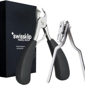 Swissklip Heavy Duty Toenail Clippers for Seniors, Thick Toenails, Professional Nail Clippers, Men, Unisex Adult, Black, Surgical-Grade Stainless Steel, German Style