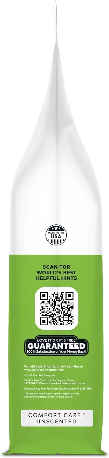 WORLD'S BEST CAT LITTER Comfort Care Unscented 15-Pounds - Natural Ingredients, Quick Clumping, Flushable, 99% Dust Free & Made in USA - Long-Lasting Odor Control & Easy Scooping - Image 9