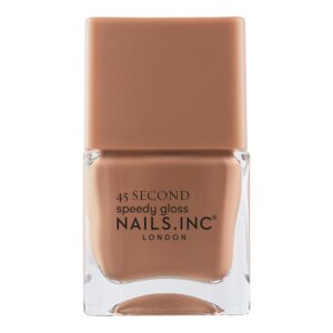 Nails Inc 45 Second Speedy Gloss, Tori, Tan Nude, Glossy, No Chip, Long Lasting, Quick Dry, Air Dry, Professional Manicures & Pedicures, Fingernails & Toenails, Vegan Nail Polish, 0.47 Fl Oz