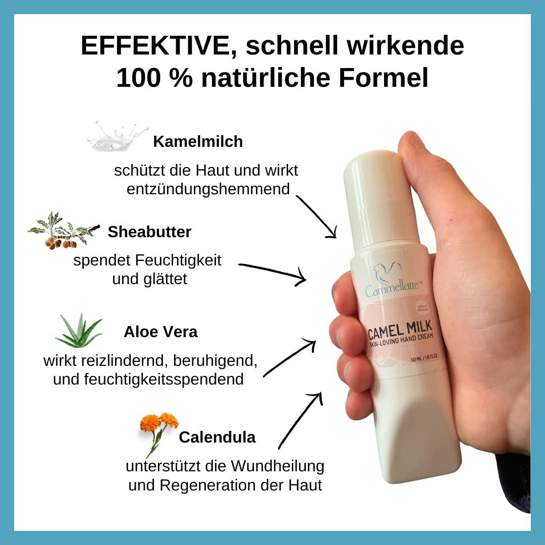 Camel Milk Hand Cream 50ml Dry Hand Relief with Aloe Vera and Shea Butter - Image 2