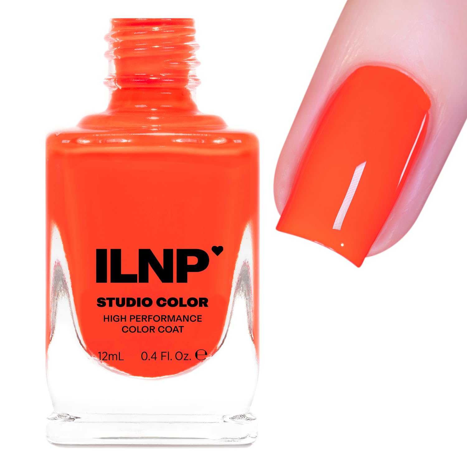 ILNP Turbocharged - Energizing Neon Orange Cream Nail Polish, Studio Color High Performance Color Coat