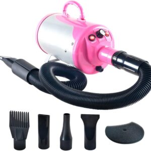 SHELANDY Groomer Partner Pet Hair Force Dryer Dog Grooming Blower with Heater (Pink)