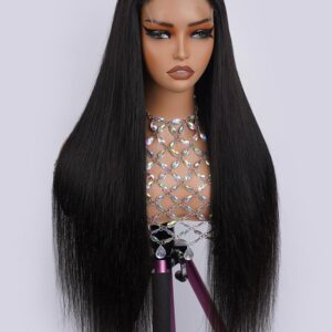 30 inch SKINLIKE 5x5 HD Lace Closure Wigs Human Hair Glueless Straight Closure Wigs For Women 200% Density 5x5 HD Lace Front Wig Human Hair Pre Plucked Hairline Bleached Knots Natural Black
