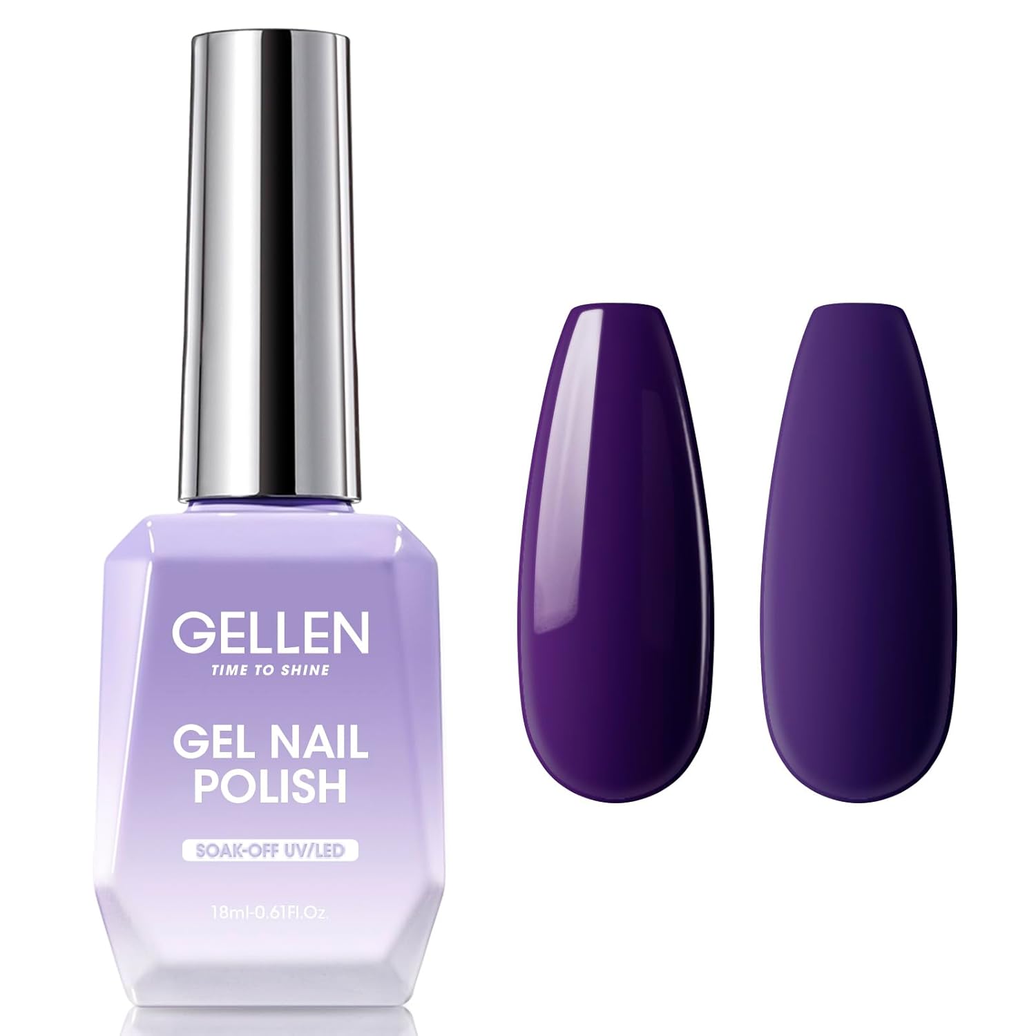 Gellen Purple Gel Polish 18ml, Dark Purple, Lavender, U V Cure Soak Off Gel Nail Polish, Color No.470