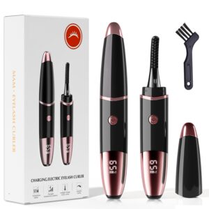 Heated Eyelash Curler, Fast Heat up Within 10s, 24 Hours Long Lasting, Rechargeable Electric Eyelash Curler, Temperature Control, Mini Lash Curler Safe Anti-Burn Eyelash Curle, with LED Display-black
