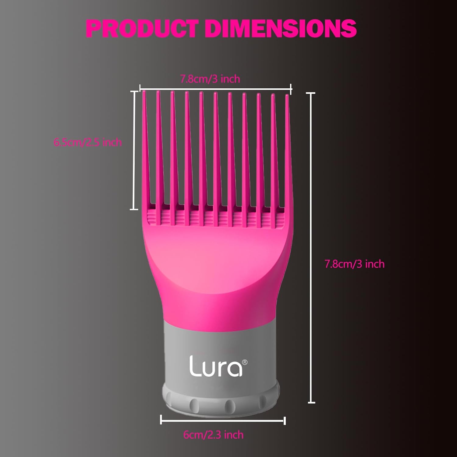 LURA Blow Dryer Comb Attachment,Blow Dryer Attachment For Hair Dryer Nozzles From 1.7 To 2.1,Hair Dryer Comb Attachment For Black Hair,Hair Straightening Pic Attachment(Pink) - Image 5