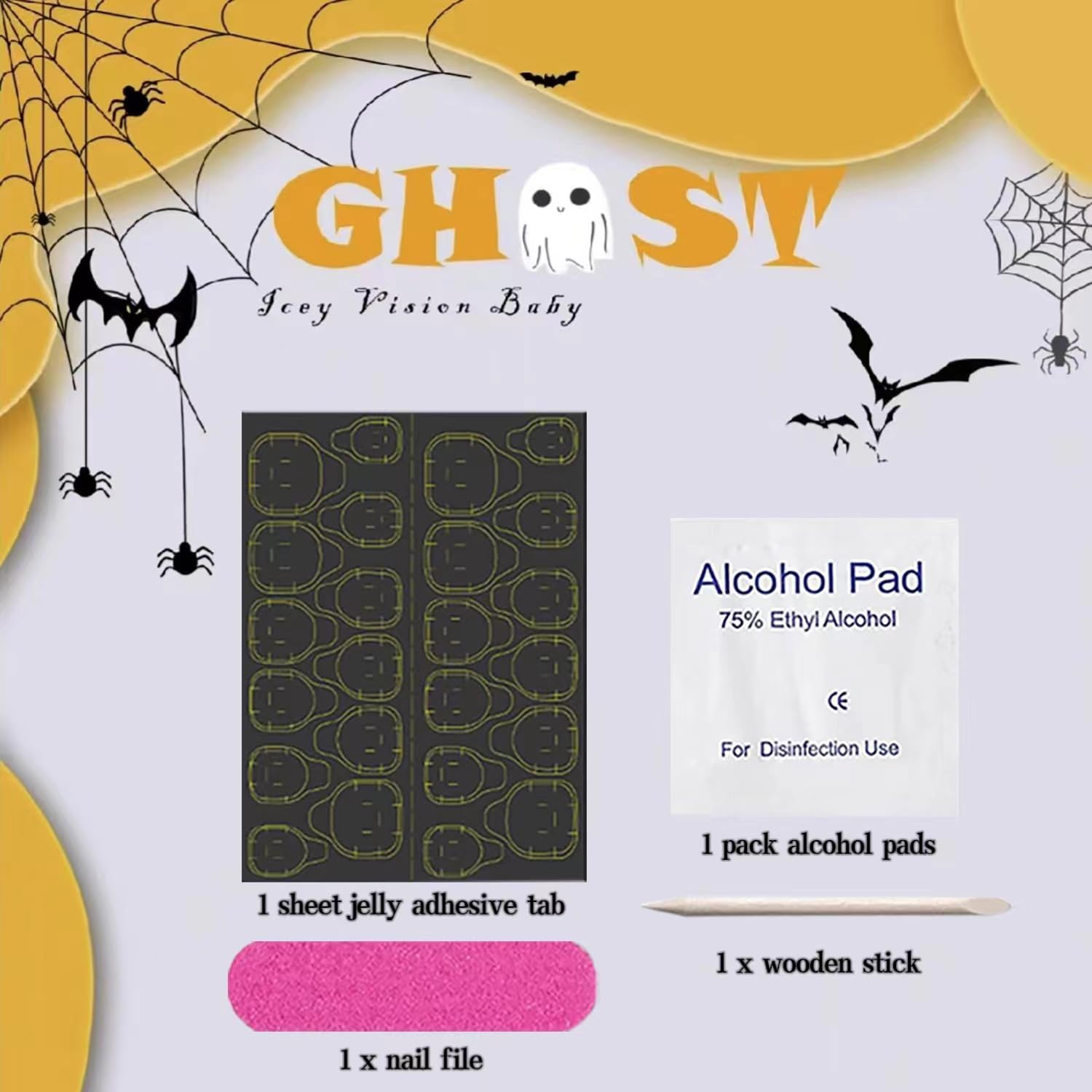 24Pcs Almond Press on Nails Short Fake Nails Summer Reusable False Nails with Cute Cartoon Pattern Design Artificial Acrylic Nails Press ons Holiday Glue-Free Nails Halloween Nails for Women - Image 6