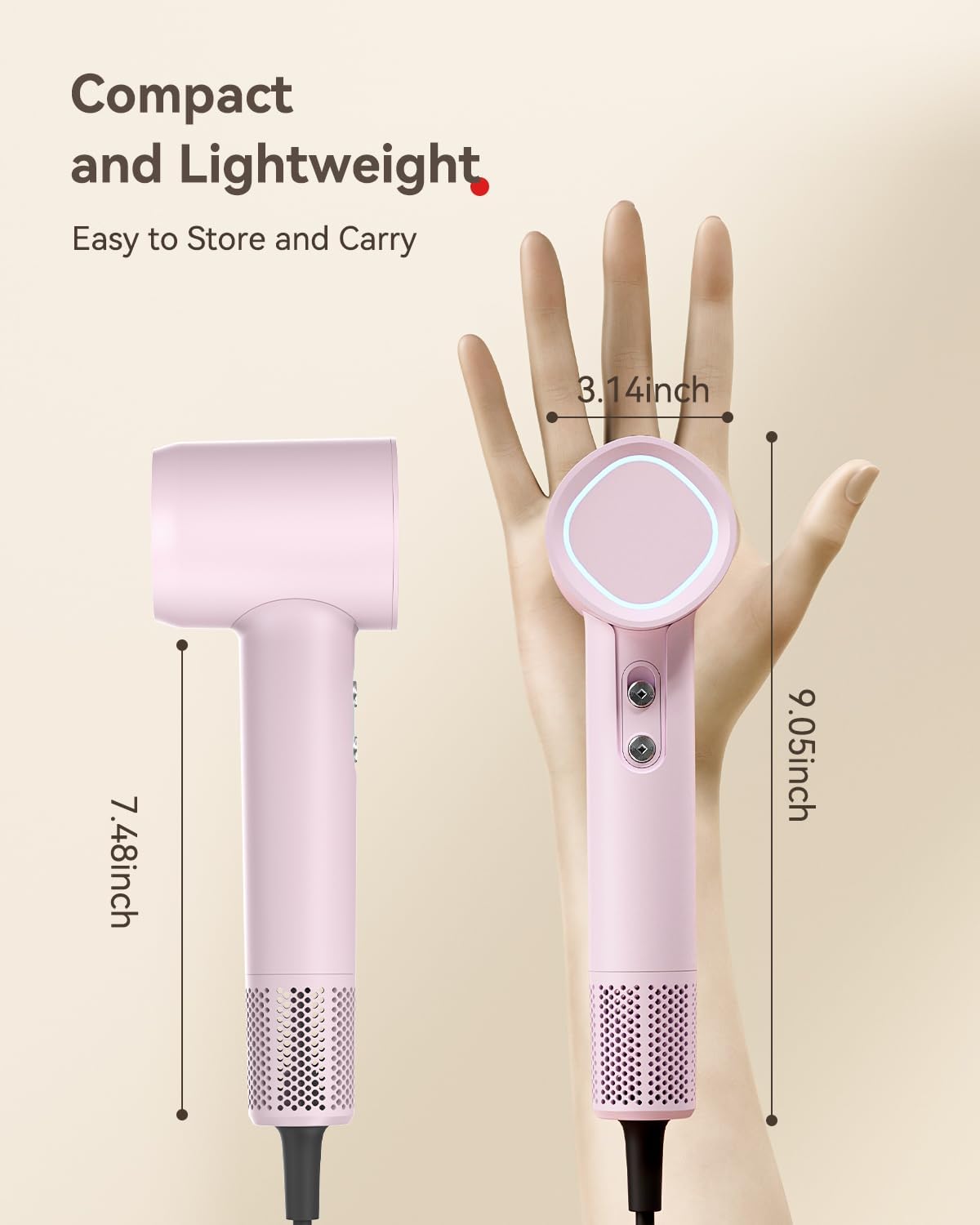 Hair Dryer Ionic, 110,000 RPM Hair Dryers for Women with Ceramic Technology Nozzle for Fast Drying, High Speed Blow Dryer 3-Speed Thermo Control Professional, Low Noise Design for Home Travel Salon - Image 7