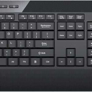Wireless Keyboard and Mouse Combo with Wrist Rest, Foldable Legs, EDJO 2.4GHz Full-Sized Computer Keyboard, USB Mouse with 6 Buttons, Long Battery Life, Lag-Free for Laptop, PC, Windows, Mac(Black)