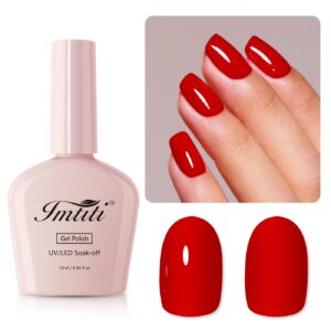 Imtiti Gel Nail Polish, Apple Red Gel Polish Soak Off LED U V Christmas Red Nail Gel Polish DIY Nail Art Starter Manicure Salon Gel Nail Kit for Women Girls 10ML