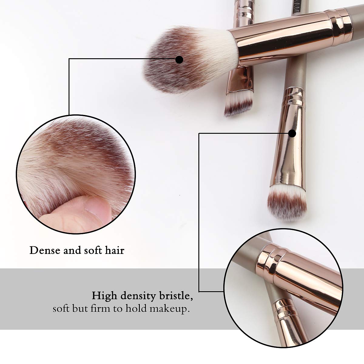 Makeup Brushes, 18 Pcs Professional Premium Synthetic Makeup Brush Set with Case, Foundation Kabuki Eye Travel Make up Brushes sets (Champagne Gold) - Image 5