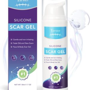 Silicone Scar Gel Scar Cream, Treats Old and New Scars, Stretch Marks Removal Formula Helps from Surgical, Burns, Acne Scar Treatment with Advanced Scar Gel, 1.7 oz (50ml)