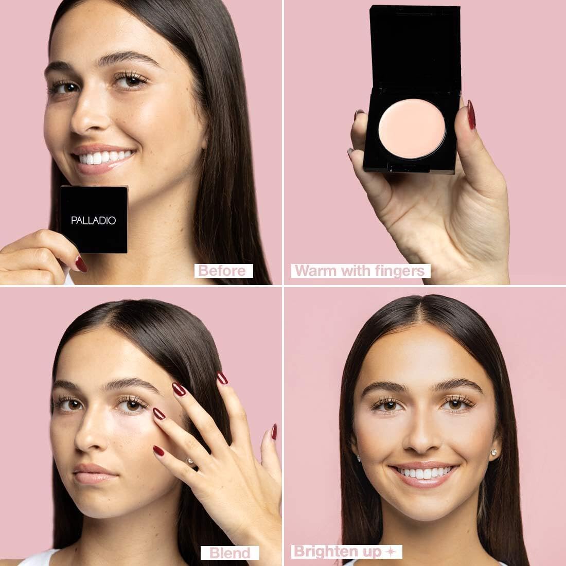Palladio Under Eye Brightener, Conceal, Brightens, Reduces Appearance of Dark Circles, With Caffeine Peptides & Vitamin E, Tired Skin Color Correcting Brightener & Primer, Light to Medium Skin Tone - Image 3